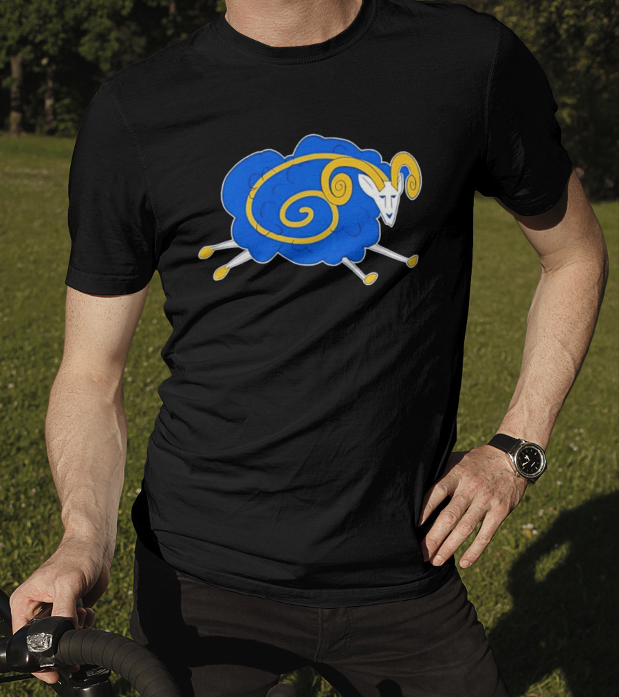 Los Angeles Rams Cursed Spiral Blue Sheep T-Shirt