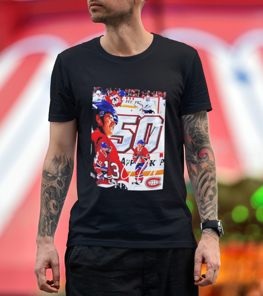 Montreal Canadiens Cole Caufield 50 Goals Celebration 2026 T-Shirt
