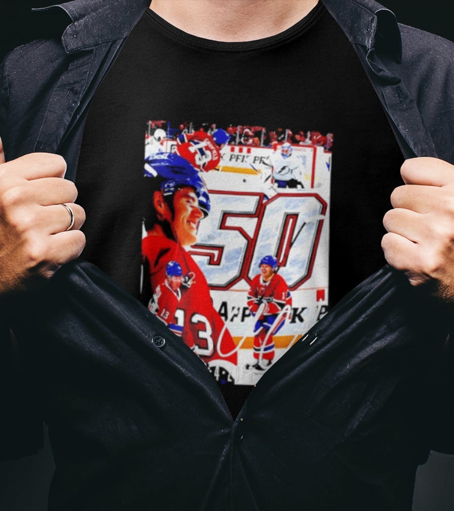 Montreal Canadiens Cole Caufield 50 Goals Celebration 2026 T-Shirt