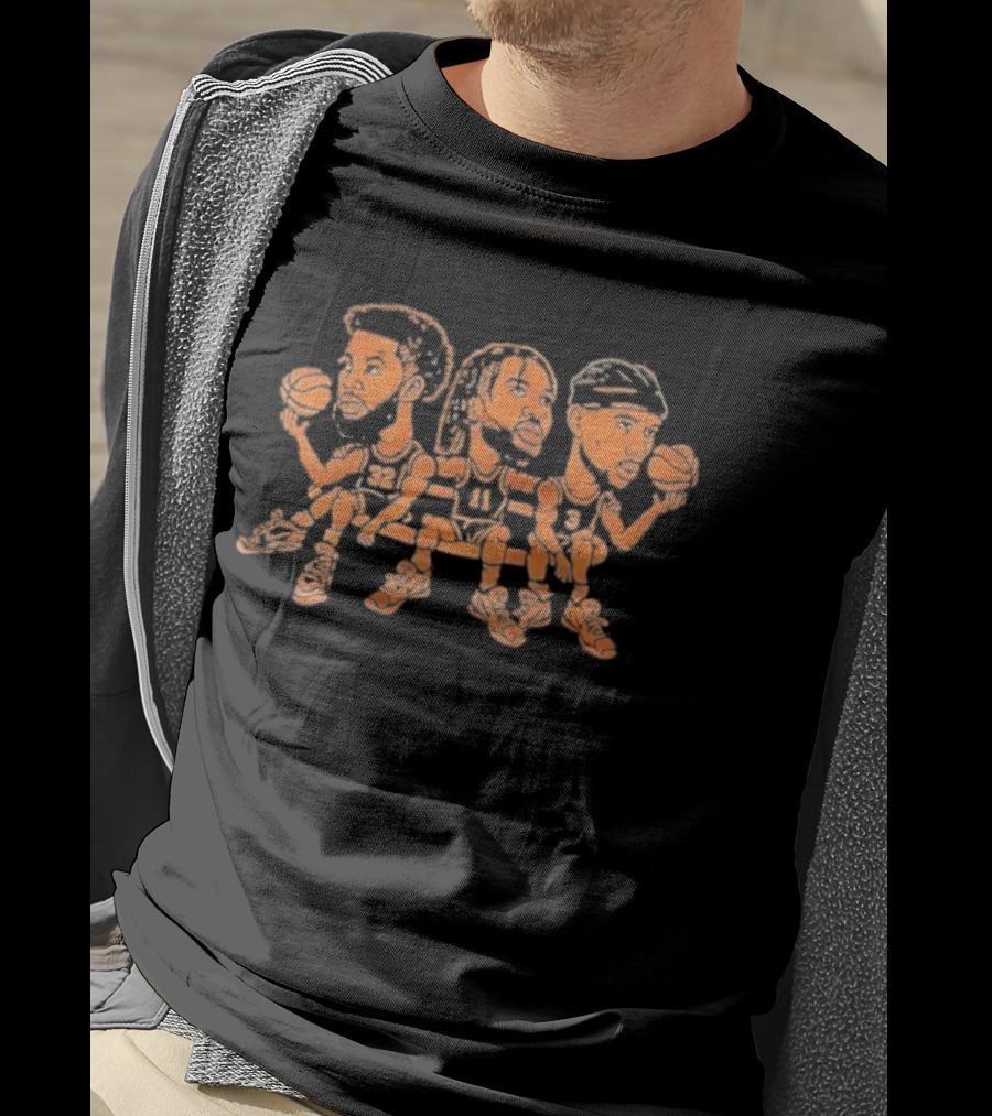 New York Knicks Karl Anthony Towns Jalen Brunson Josh Hart Big Three Caricature 32 41 3 T-Shirt