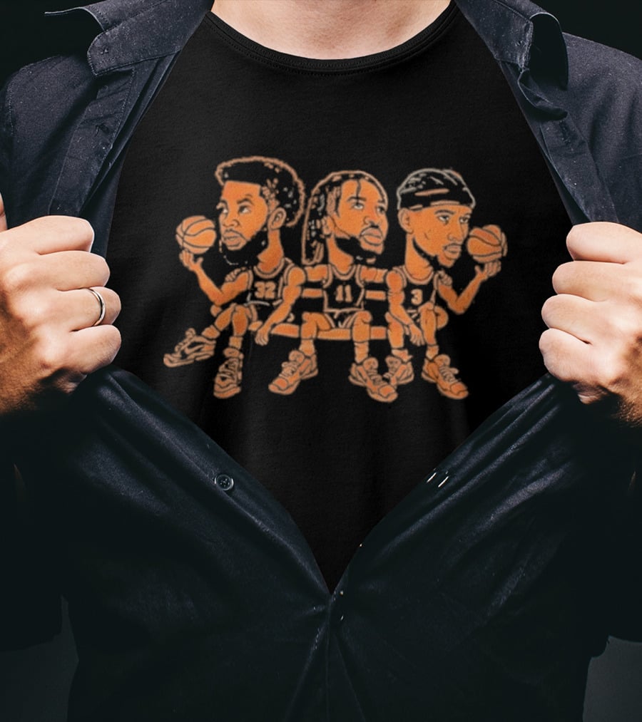 New York Knicks Karl Anthony Towns Jalen Brunson Josh Hart Big Three Caricature 32 41 3 T-Shirt