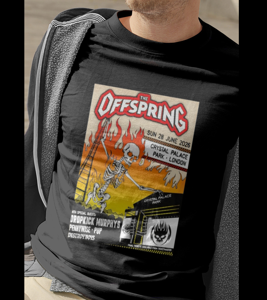 The Offspring Concert June 28 2026 Crystal Palace Park London Dropkick Murphys Pennywise Pup Destroy Boys T-Shirt