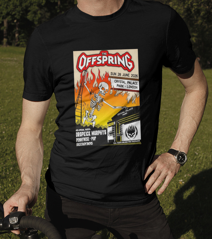 The Offspring Concert June 28 2026 Crystal Palace Park London Dropkick Murphys Pennywise Pup Destroy Boys T-Shirt