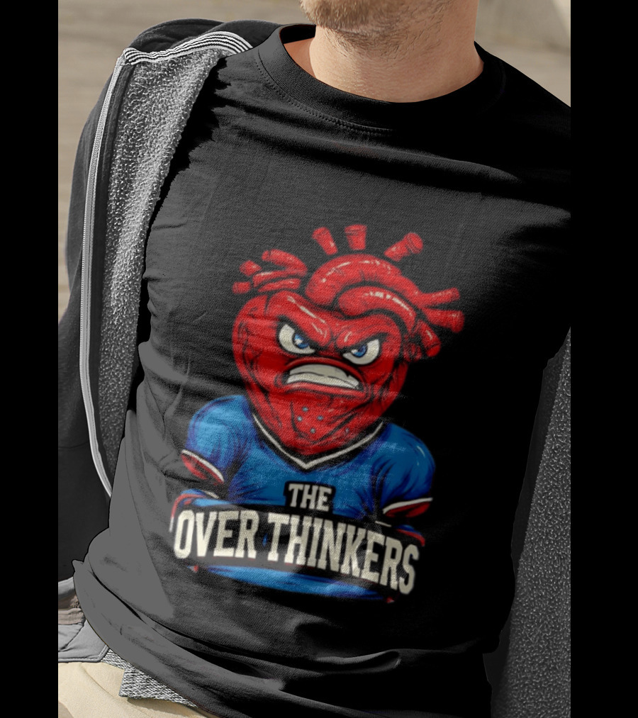 The Overthinkers Varsity Angry Heart Bold Red Blue T-Shirt