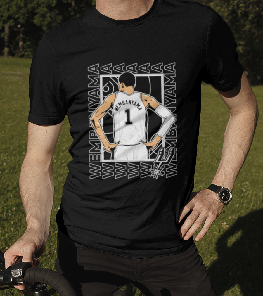 Wembanyama Spurs Number 1 Pose San Antonio Repeated Name T-Shirt