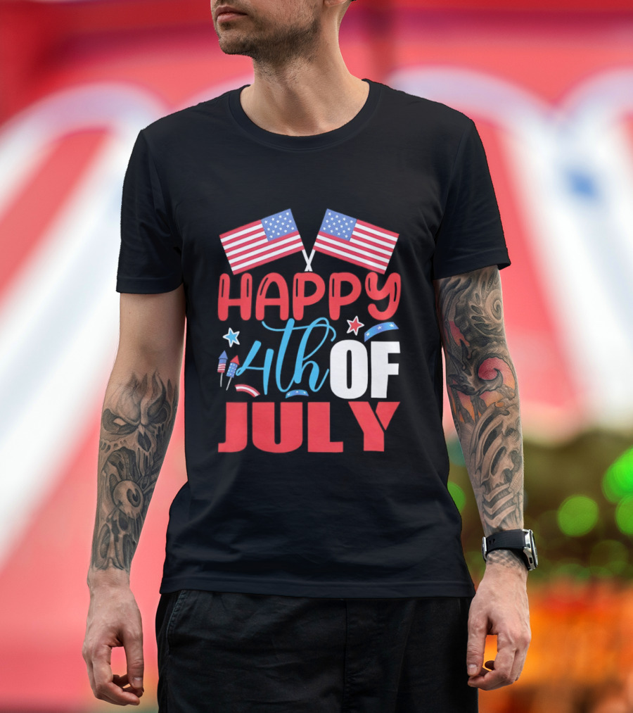 American Independence Day Happy 4th Of July USA Flags Celebration T-Shirt