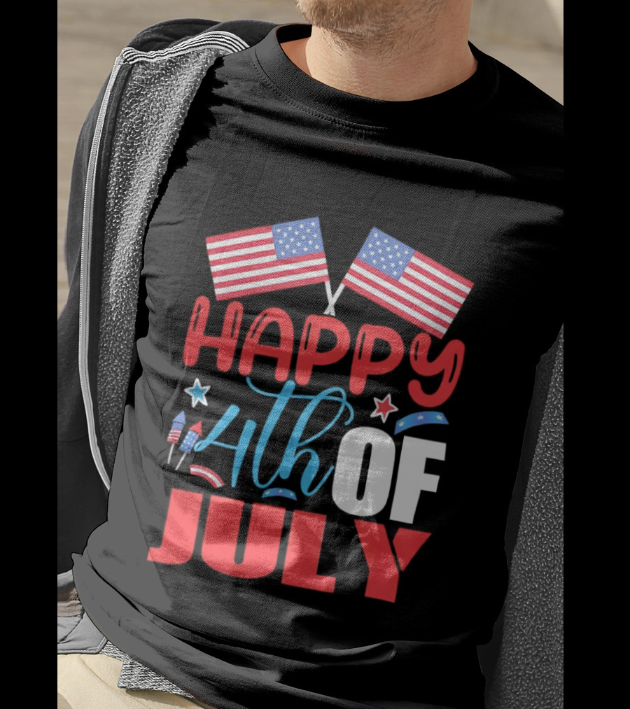 American Independence Day Happy 4th Of July USA Flags Celebration T-Shirt