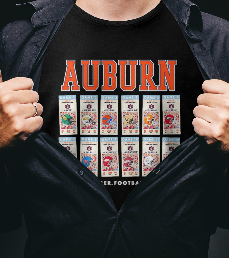 Auburn Football Schedule 2023 Game Days Baylor Florida Vanderbilt Tennessee LSU Alabama T-Shirt