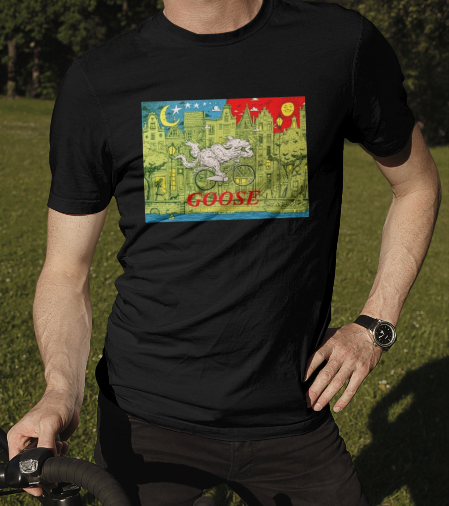 Goose Amsterdam Netherlands 2026 Melkweg Max 27 28 May Gig Bicycle Moon Sun Wolf Houses T-Shirt