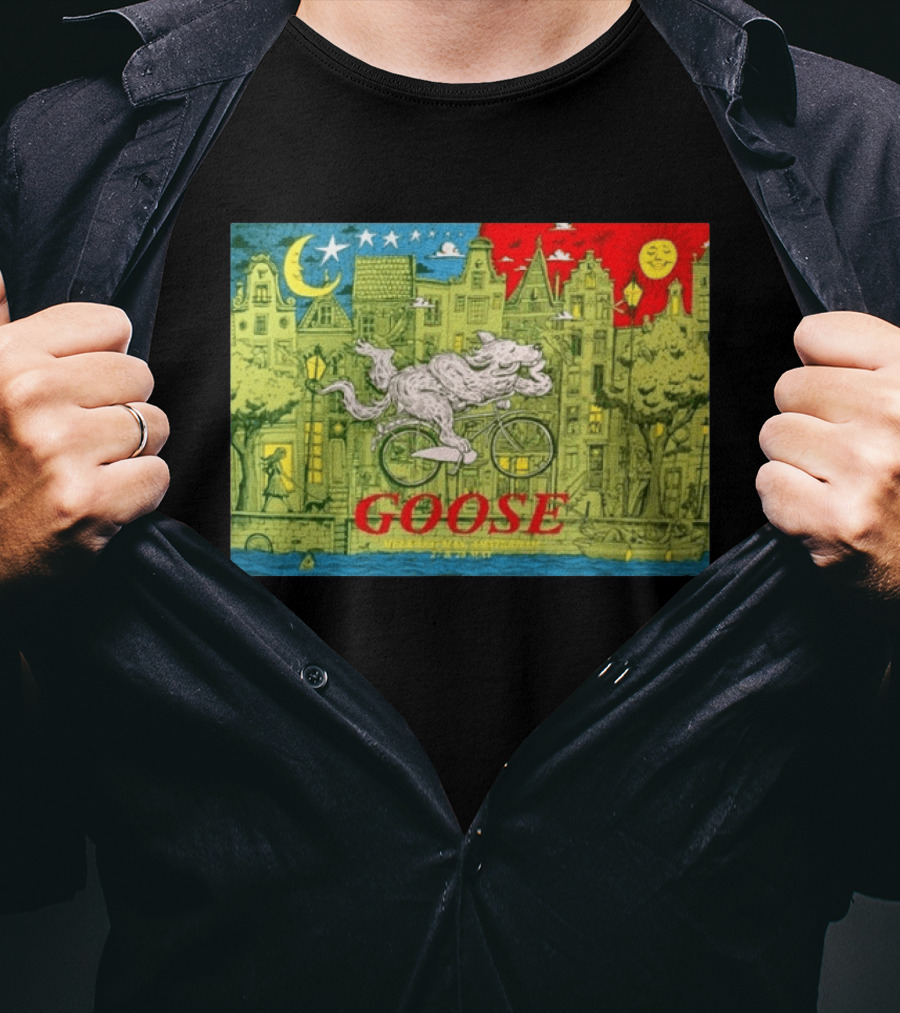 Goose Amsterdam Netherlands 2026 Melkweg Max 27 28 May Gig Bicycle Moon Sun Wolf Houses T-Shirt