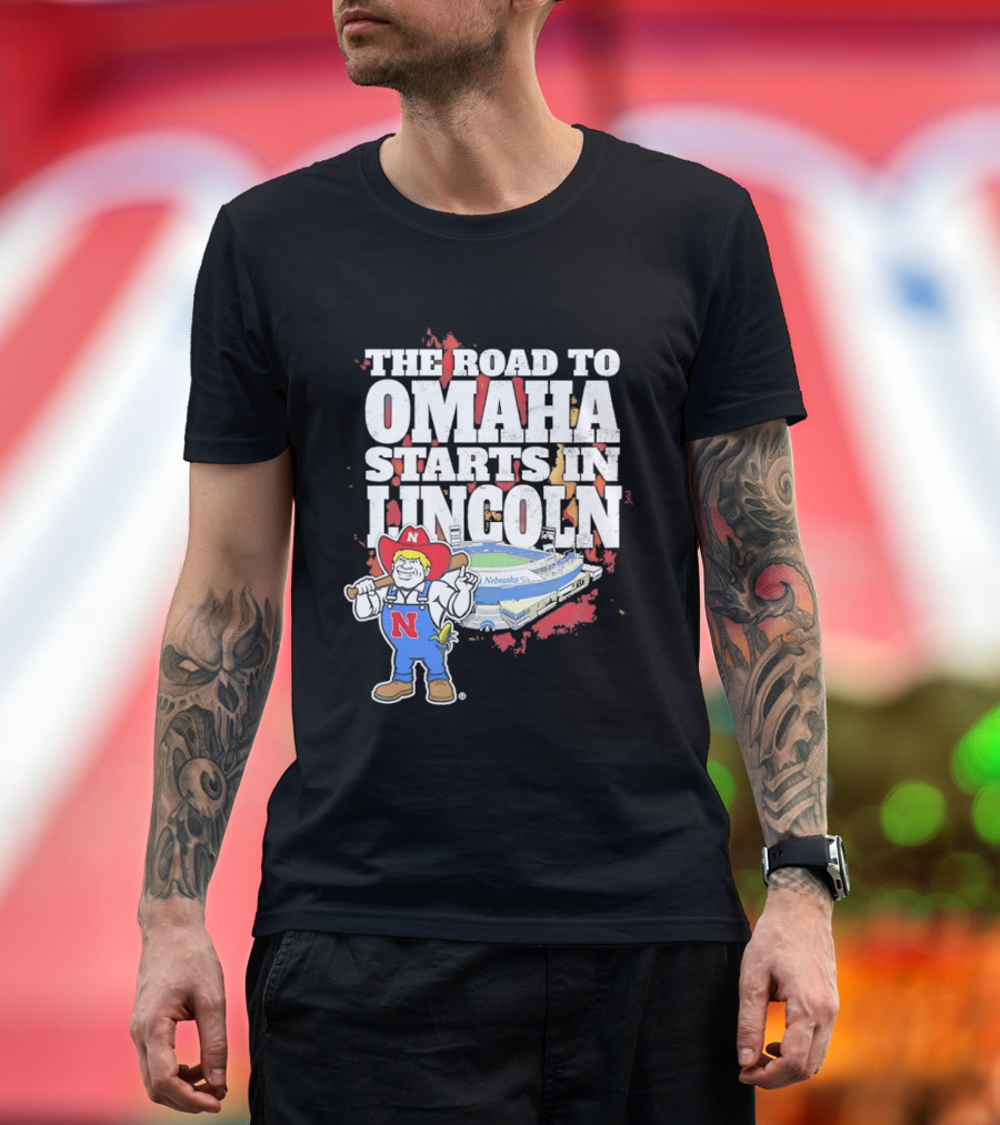 Herbie Husker Cornhuskers Road To Omaha Lincoln Nebraska Stadium T-Shirt