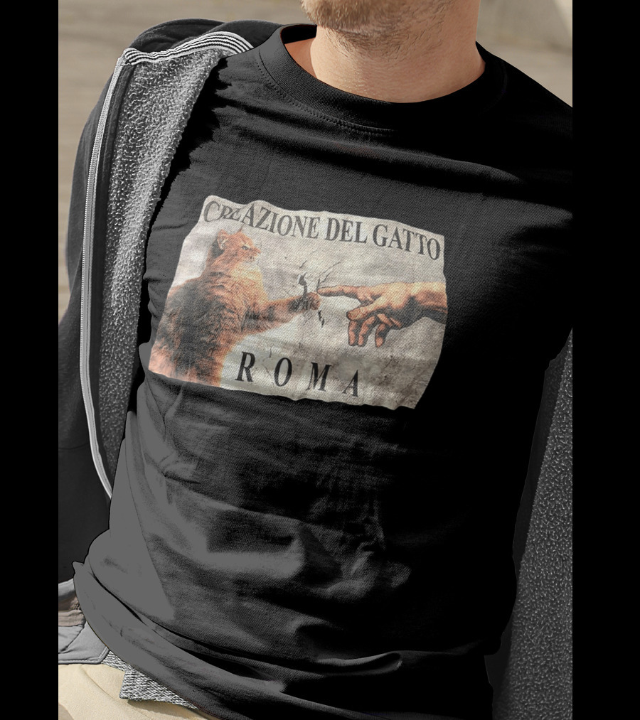 Creazione Del Gatto Cat Artwork Roma T-Shirt