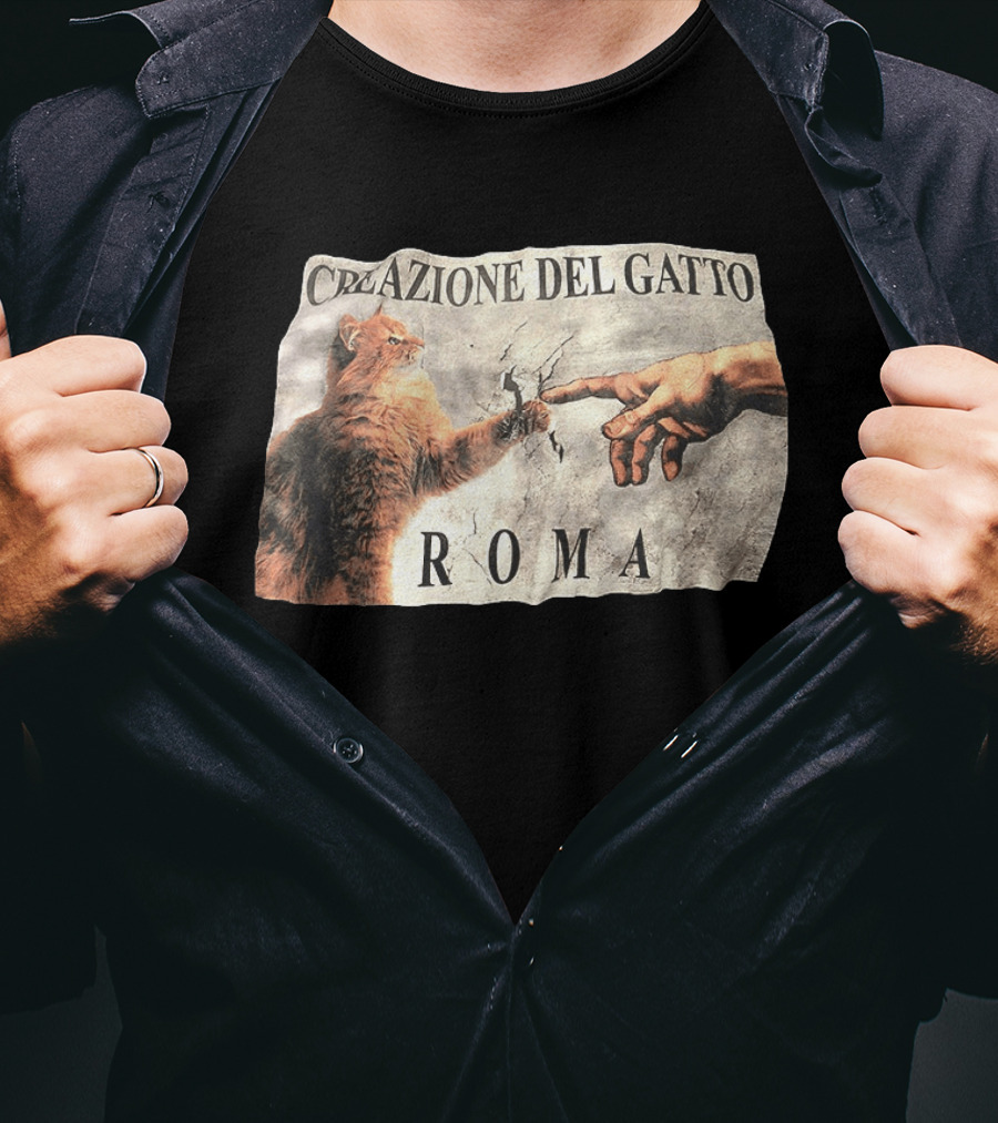 Creazione Del Gatto Cat Artwork Roma T-Shirt