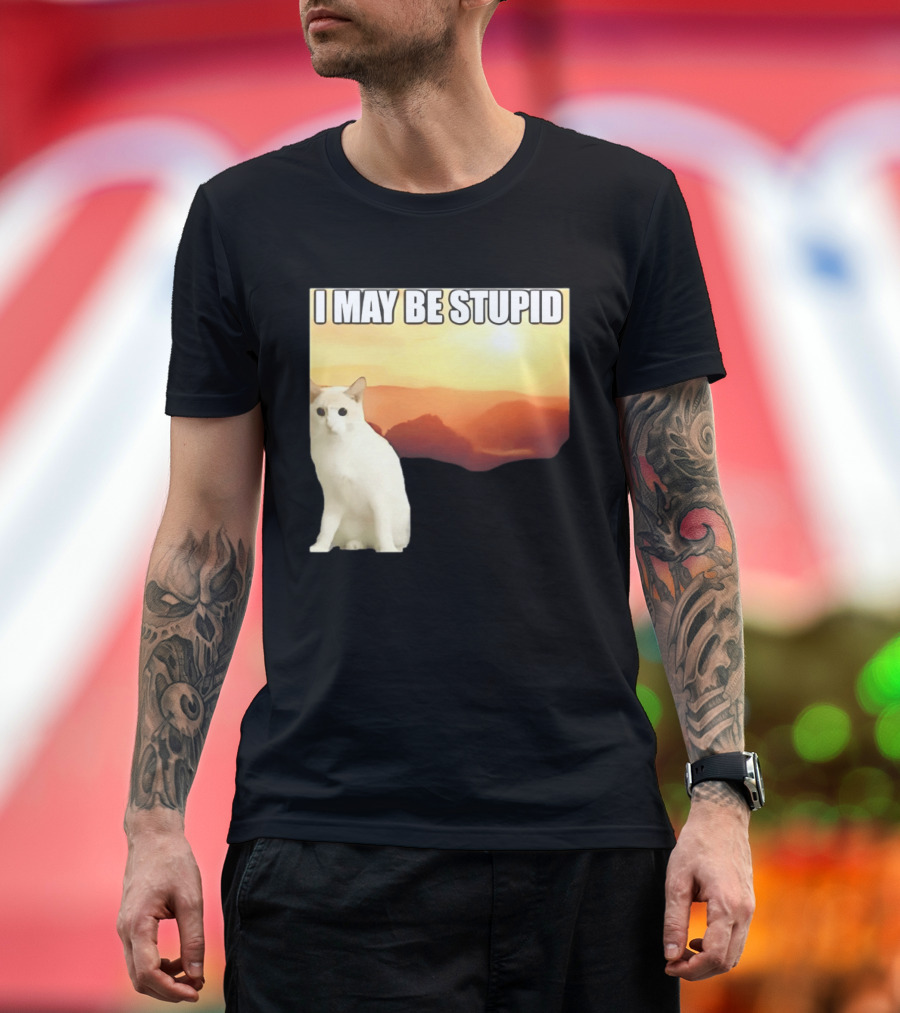 I May Be Stupid Cat With Sunrise T-Shirt