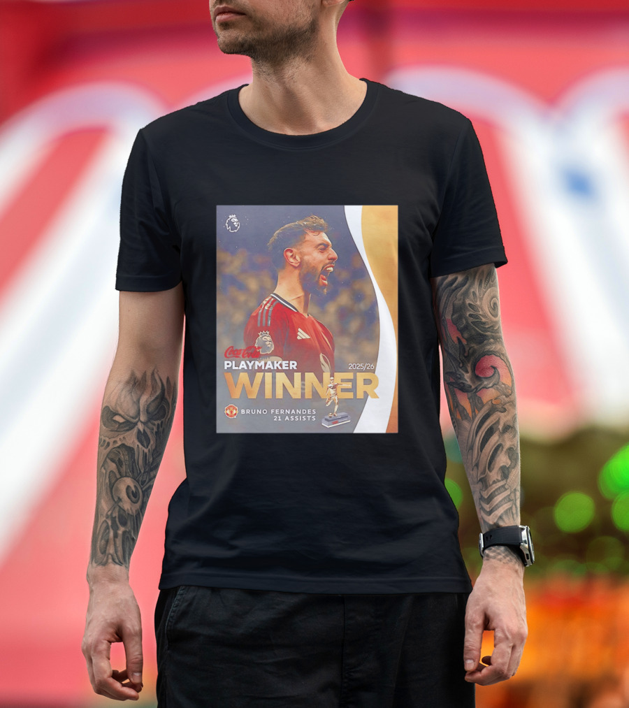 Coca Cola Playmaker Winner Bruno Fernandes Manchester United 2025/26 21 Assists T-Shirt