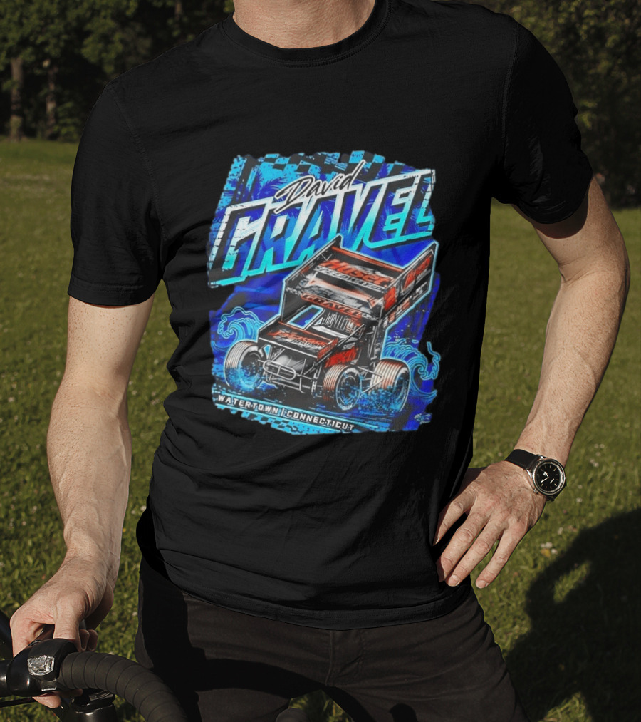 David Gravel Racing Blue Wave Watertown Connecticut Sprint Car T-Shirt