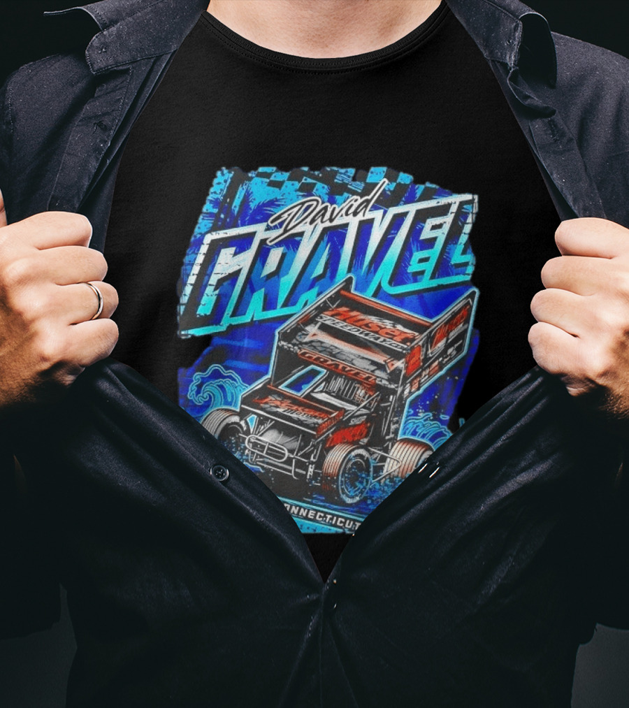 David Gravel Racing Blue Wave Watertown Connecticut Sprint Car T-Shirt