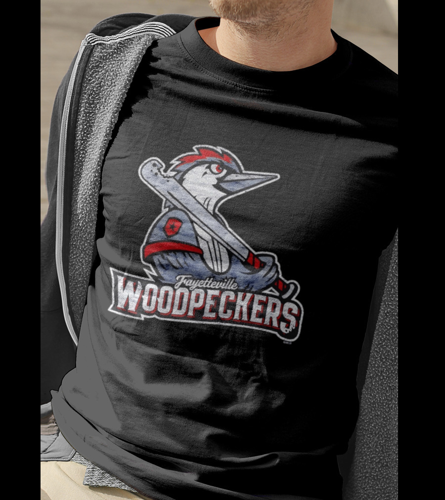 Fayetteville Woodpeckers Baseball Team Mascot Bat MLB T-Shirt