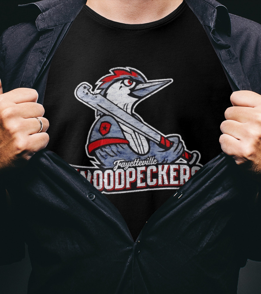 Fayetteville Woodpeckers Baseball Team Mascot Bat MLB T-Shirt