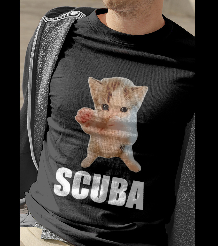 Kitten Cat Feline Pet Animal Martial Arts Scuba Meme Warrior Defender T-Shirt