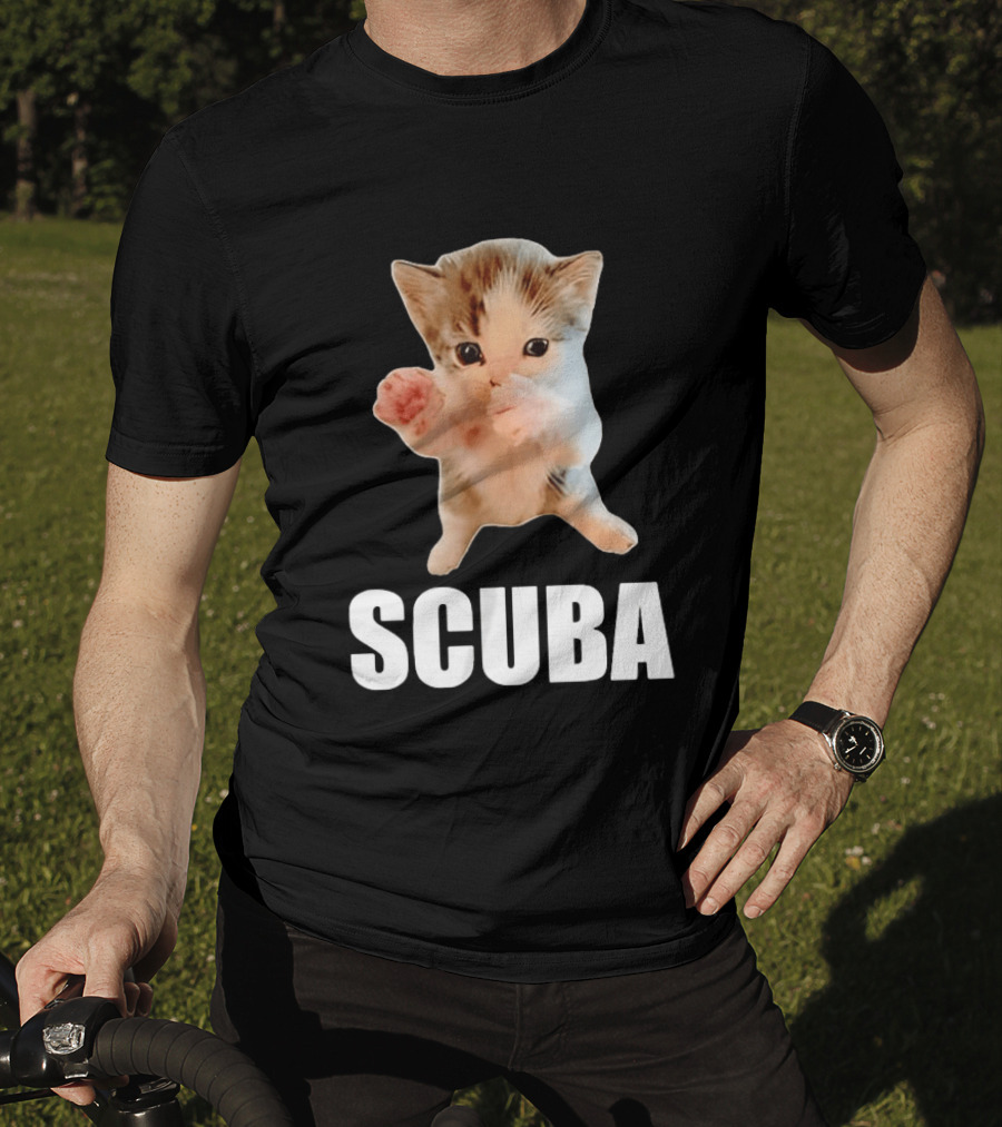 Kitten Cat Feline Pet Animal Martial Arts Scuba Meme Warrior Defender T-Shirt