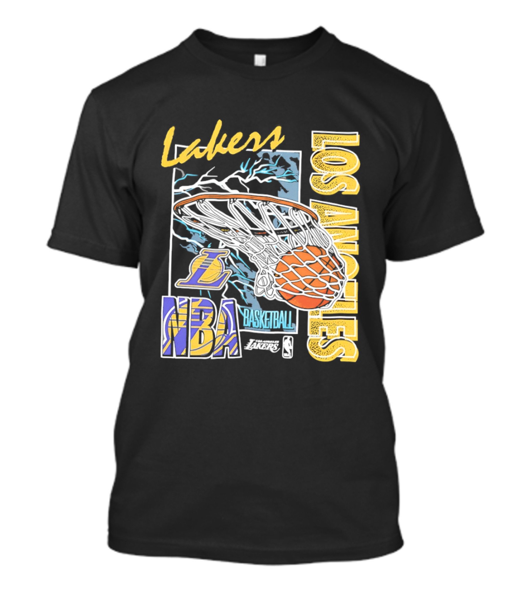 Lakers Los Angeles NBA Basketball Hoops Classic Team Yellow And Blue T-Shirt