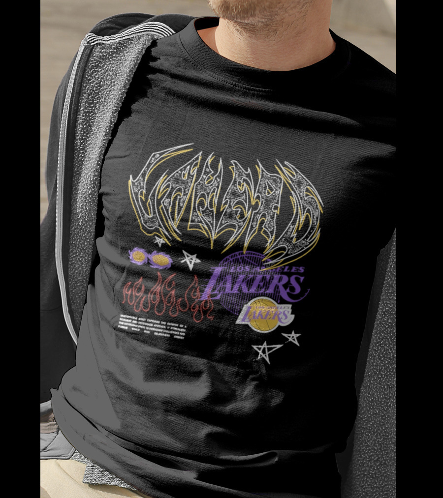 Los Angeles Lakers Unstoppable Spirit Essence Resilient Energy Dynamic Flames Stars Purple Vibes T-Shirt