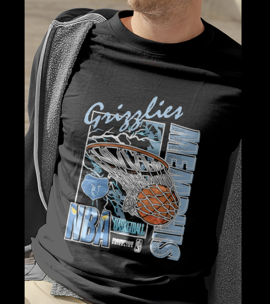 Grizzlies Memphis Basketball NBA Bear Logo And Hoop T-Shirt