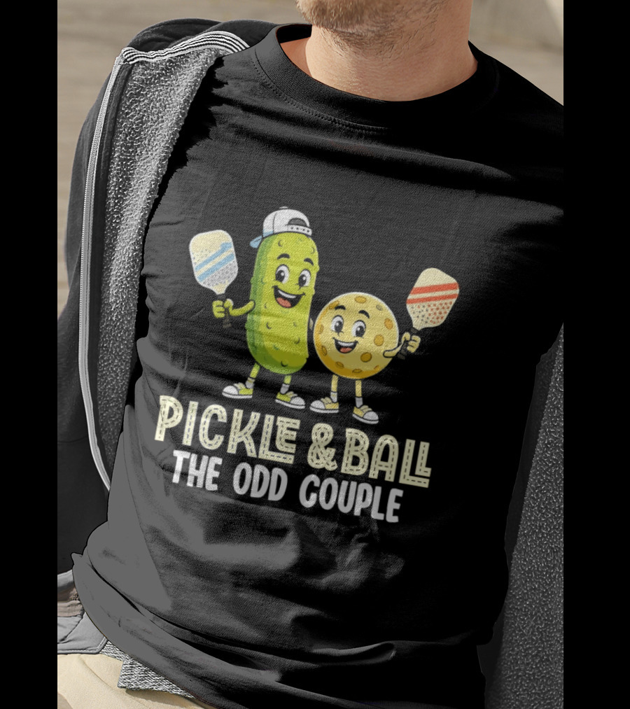 Pickleball Pickle And Ball The Odd Couple Pickle & Ball Paddle Fun T-Shirt
