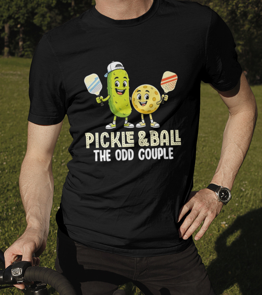 Pickleball Pickle And Ball The Odd Couple Pickle & Ball Paddle Fun T-Shirt