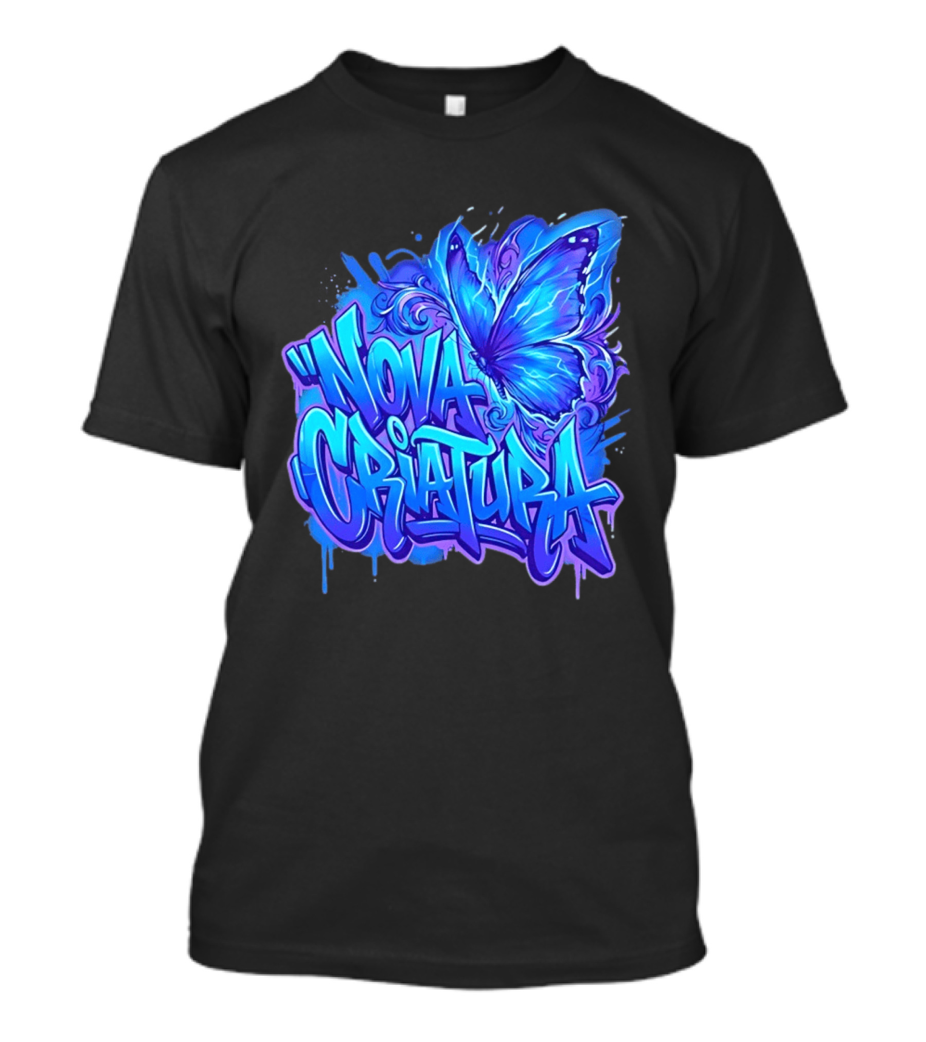 Nova Criatura Butterfly Electric Blue Street Art Aesthetic T-Shirt