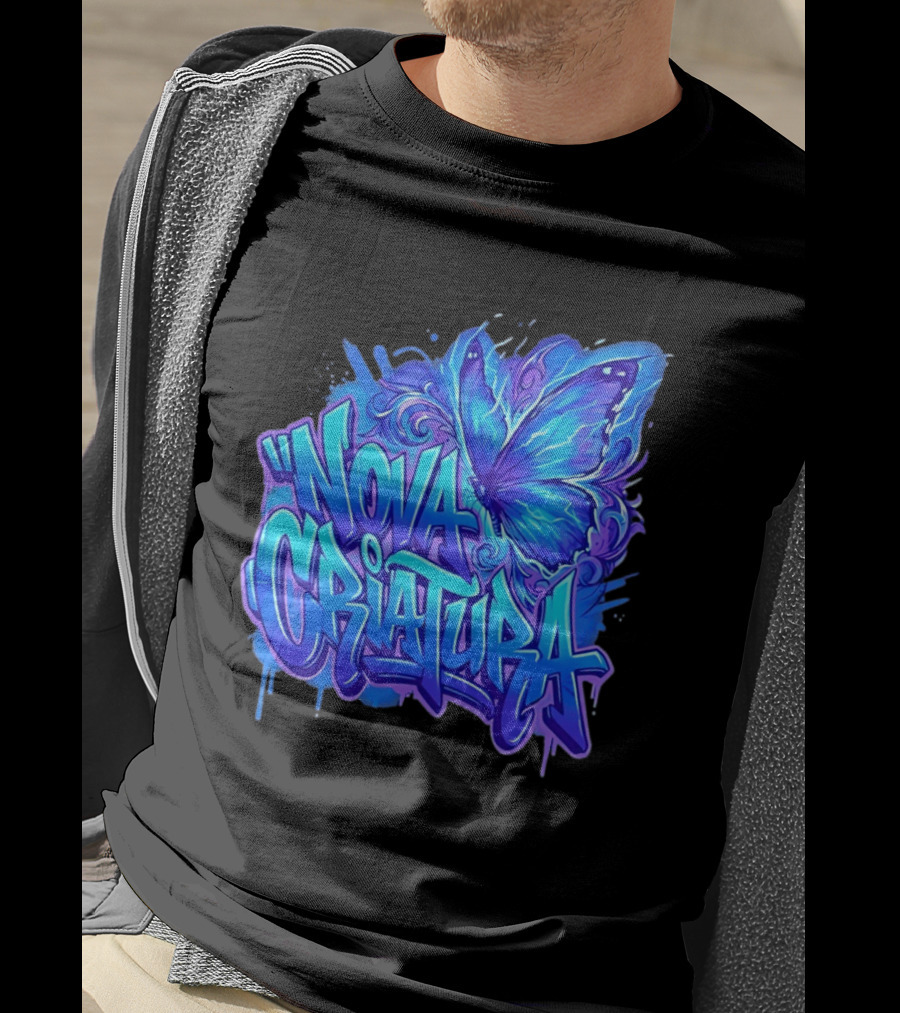 Nova Criatura Butterfly Electric Blue Street Art Aesthetic T-Shirt