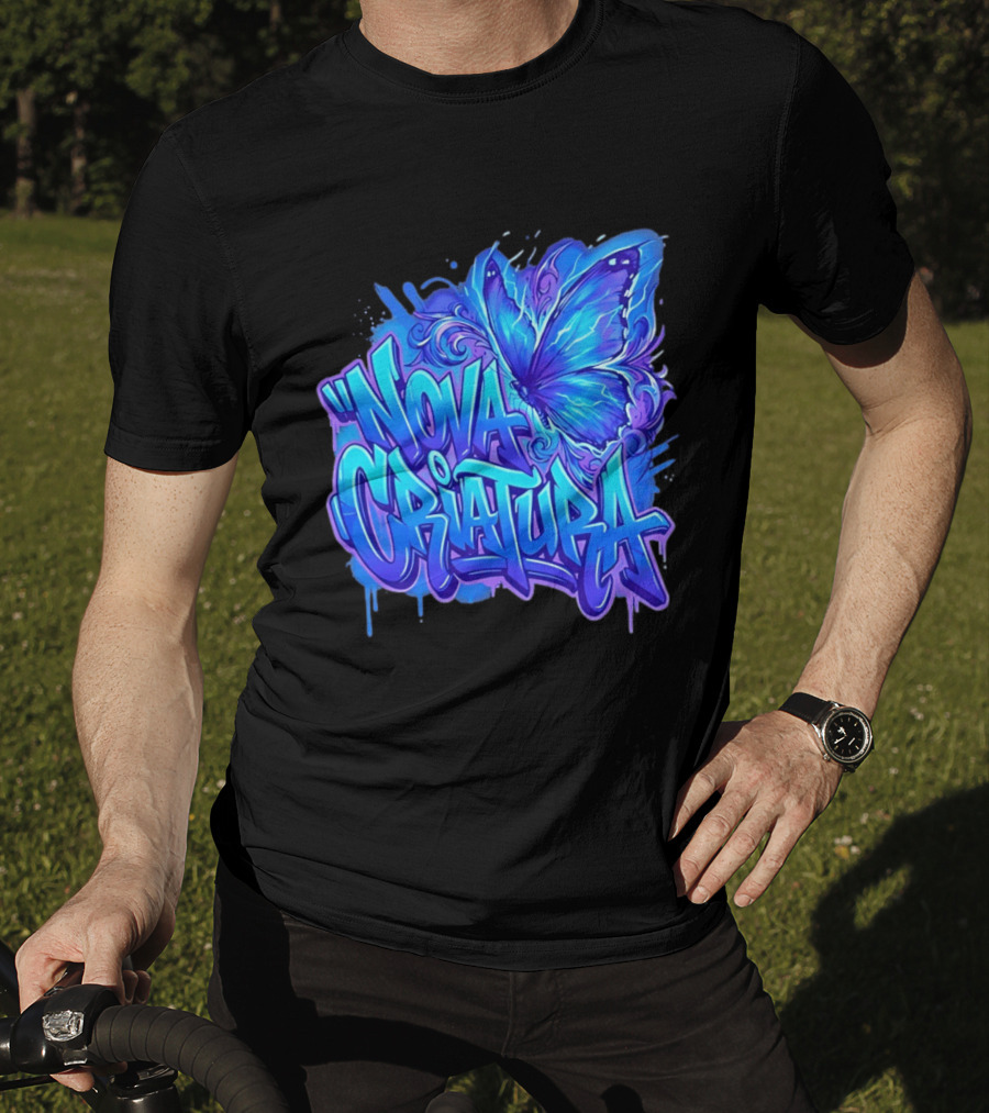 Nova Criatura Butterfly Electric Blue Street Art Aesthetic T-Shirt