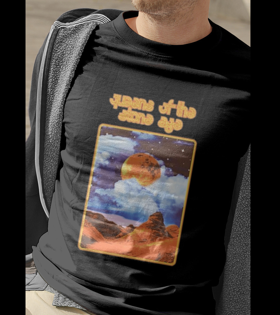 Queens Of The Stone Age Moon Landscape With Orange Cloudy Night Sky And Desert Scene T-Shirt