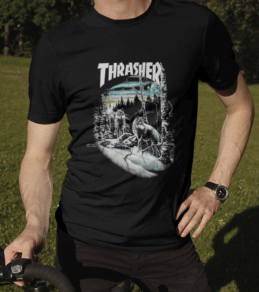 Thrasher 13 Wolves Forest Scene T-Shirt