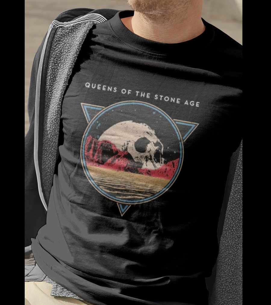 Queens Of The Stone Age Floating Skull Over Desert Scene T-Shirt