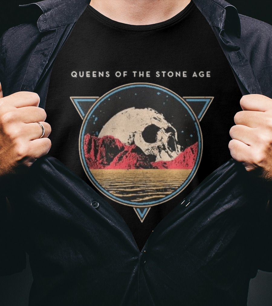 Queens Of The Stone Age Floating Skull Over Desert Scene T-Shirt