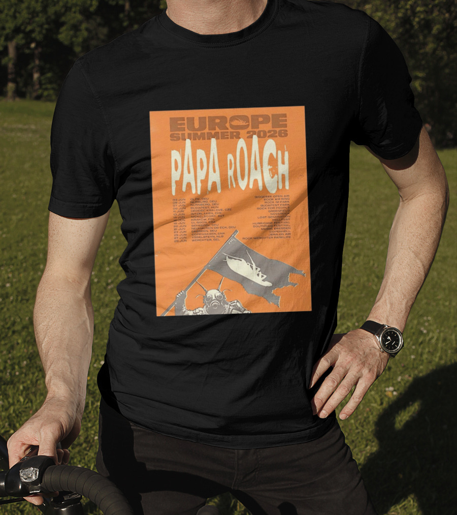 Papa Roach Europe Summer 2026 Tour Olpe Nuremberg Budapest Amsterdam Werchter Dates T-Shirt