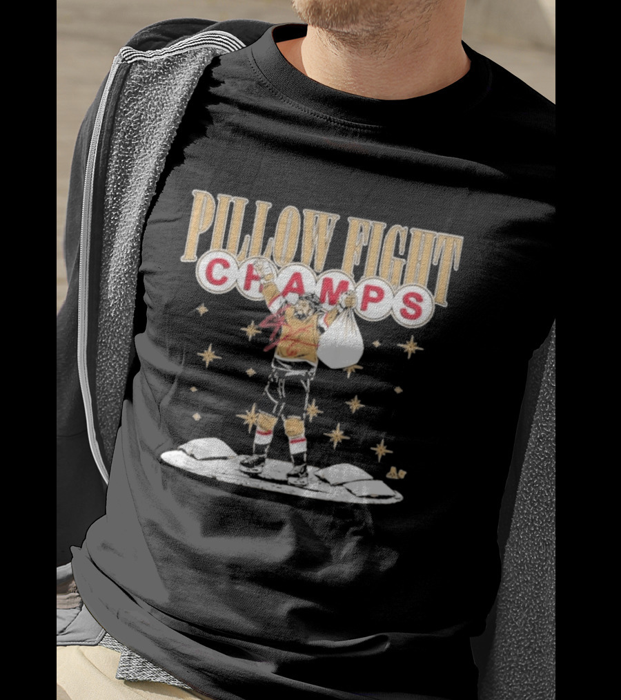 Pillow Fight Champs Vegas Hockey Celebration With Stars And Pillows T-Shirt