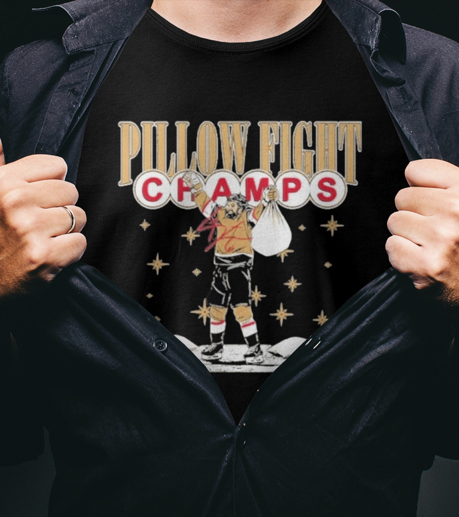 Pillow Fight Champs Vegas Hockey Celebration With Stars And Pillows T-Shirt