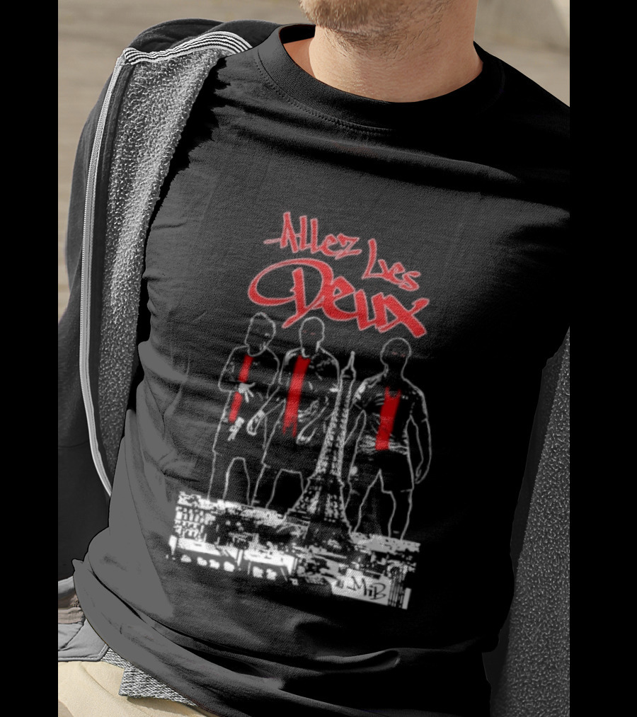 Allez Les Deux Paris Football Team Spirit Enthusiast's Red And White Players T-Shirt