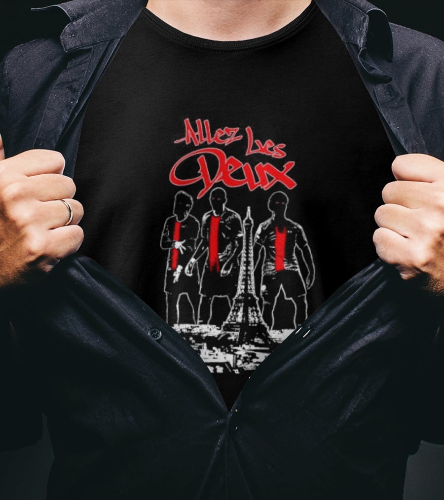 Allez Les Deux Paris Football Team Spirit Enthusiast's Red And White Players T-Shirt