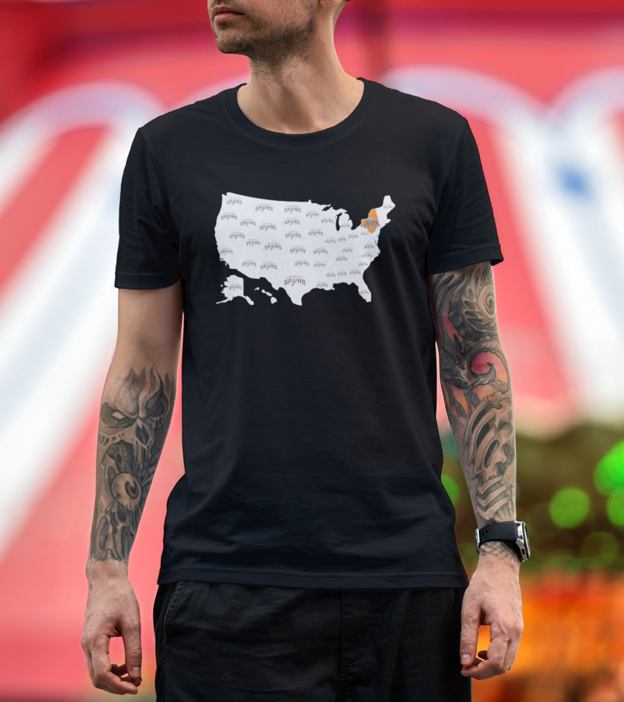 America Spurs New York Knicks US Map Basketball Team Representation T-Shirt