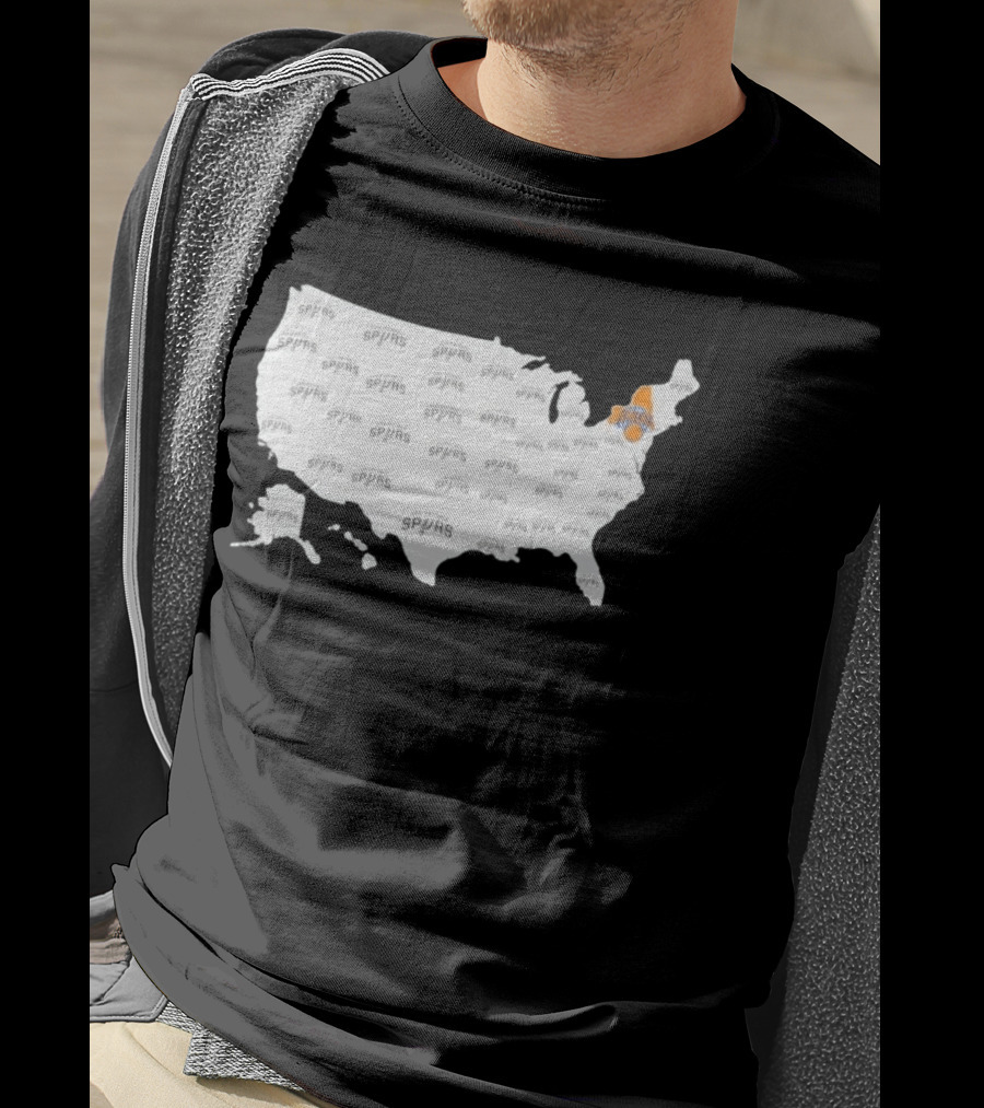 America Spurs New York Knicks US Map Basketball Team Representation T-Shirt