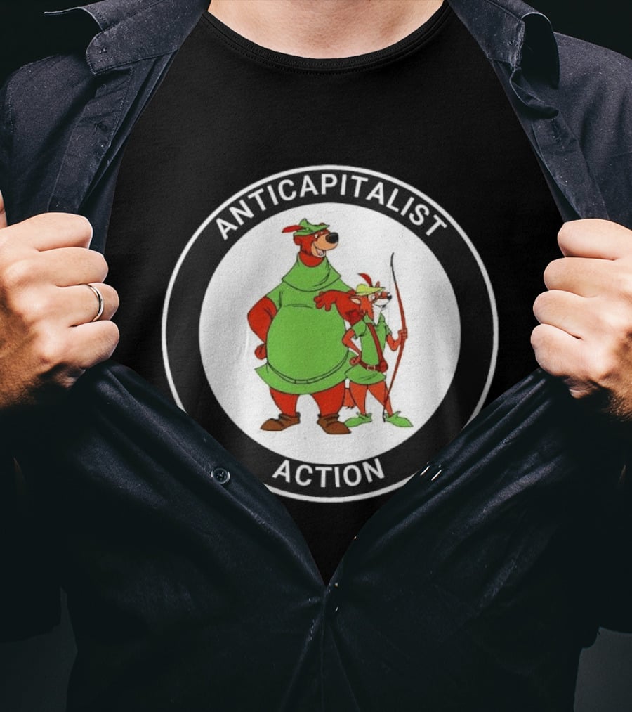 Anticapitalist Action Robin Hood Little John Circle T-Shirt