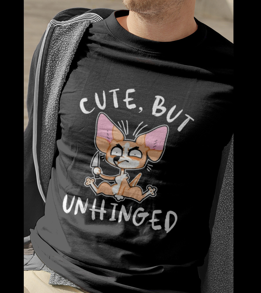 Cute But Unhinged Chihuahua Dog Cartoon Pet Humor T-Shirt