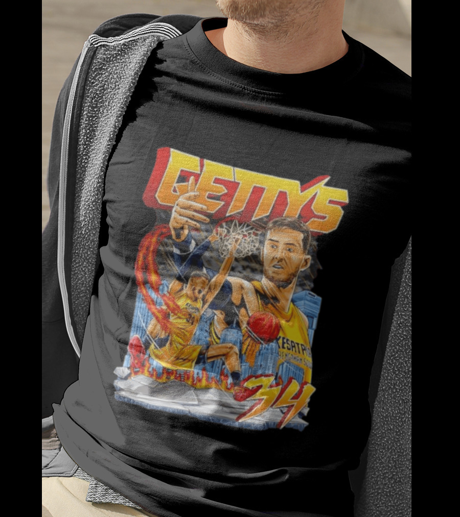 GETTYS 34 Kesatria Bengawan Solo Basketball Player Urban Slam Dunk Action T-Shirt