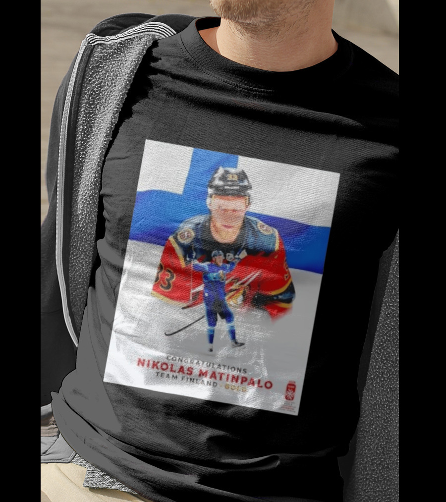 Congratulations Nikolas Matinpalo Team Finland Gold Finnish Flag Ice Hockey Celebration T-Shirt
