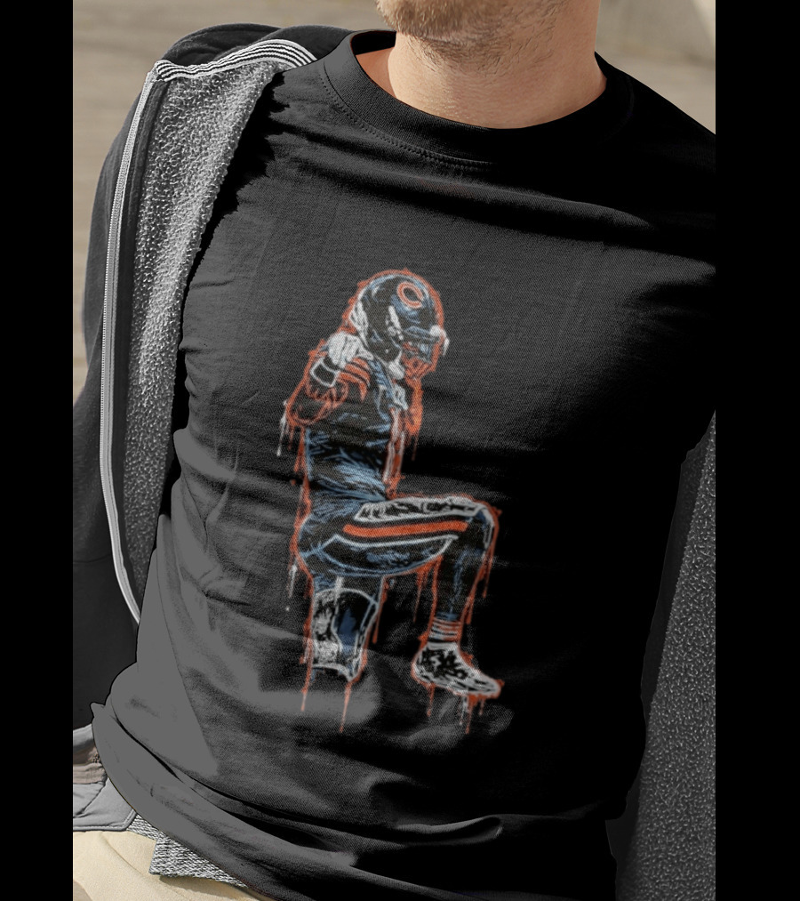 DC4L Custom Crane Stance Kneeling Football Player Streaking Drips T-Shirt