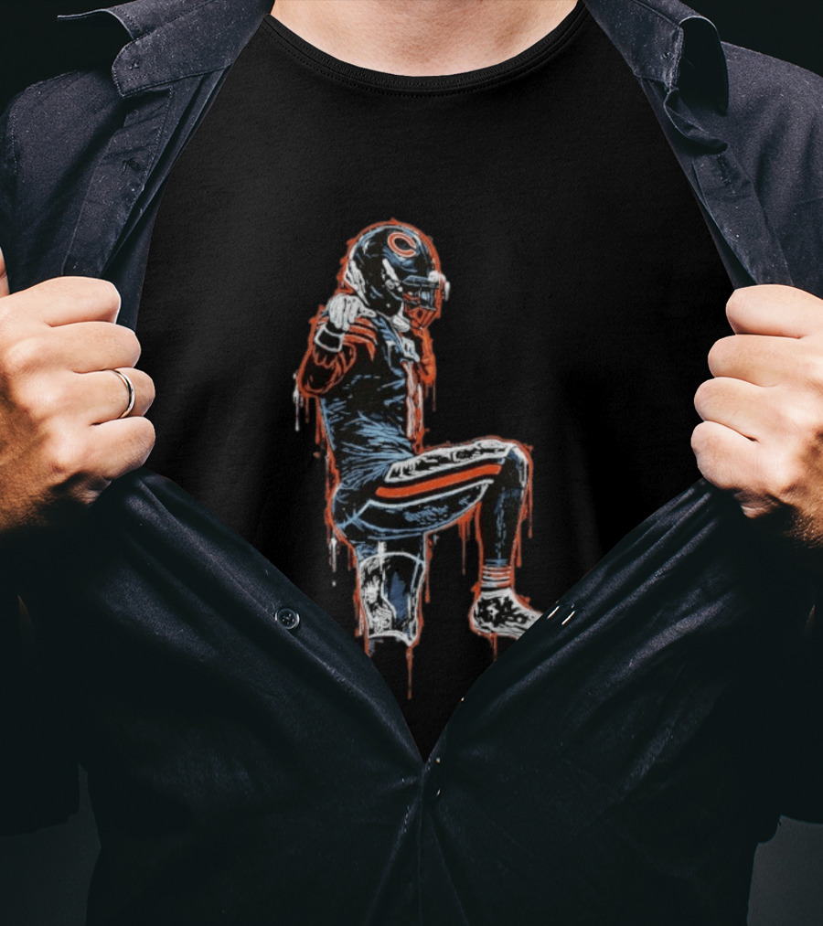DC4L Custom Crane Stance Kneeling Football Player Streaking Drips T-Shirt